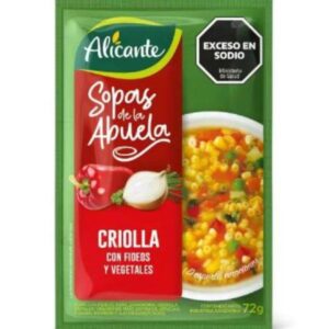 SOPA ALICANTE CRIOLLA CON FIDEOS Y VEGETALES 72GR