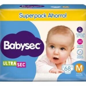 PAÑALES BABYSEC ULTRA SEC SUPER PACK AHORRO M 68UN