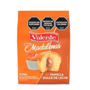 MADALENAS VALENTE SABOR VAINILLA RELLENAS CON DDL 200GRS
