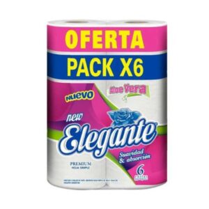PAPEL HIGIENICO ELEGANTE ALOE VERA 6UN X 30 METROS
