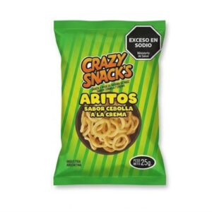 SNACKS CRAZY SNACKS ARITOS SABOR CEBOLLA 25GR