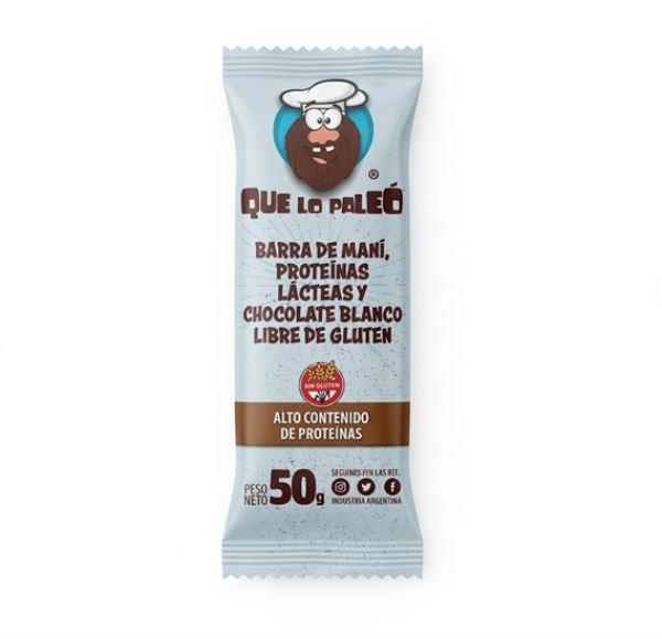 BARRA QUE LO PALEO PASTA DE MANI Y CHOCOLATE BLANCO 50GR