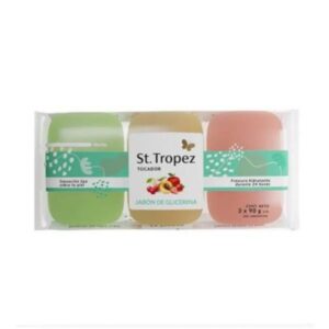 JABON DE GLICERINA ST TROPEZ TRICOLOR 90GR 3UN