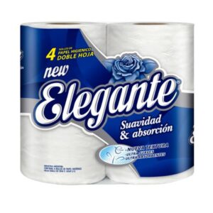 PAPEL HIGIENICO ELEGANTE DOBLE HOJA RINDE MAS 4 X 30 METROS