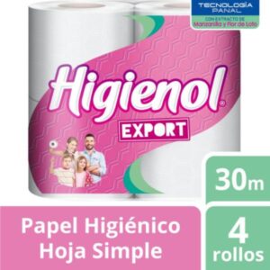 PAPEL HIGIENICO HIGIENOL EXPORT FRESH 4X30 MTS