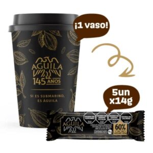 VASO PARA SUBMARINO AGUILA 145 ANIV + 5 BARRITAS DE CHOCOLATE 14GR SURTIDAS