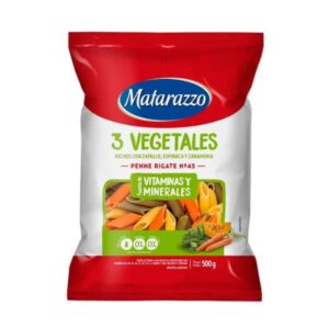 FIDEOS MATARAZZO PENNE RIGATE 3 VEGETALES 500GR